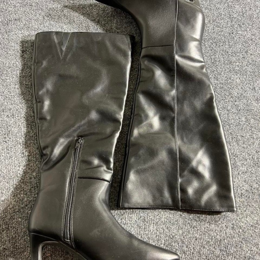 A New Day Womens Black Knee High Boots Pointed‎ Toe Kitten Heel Size 6 096151804